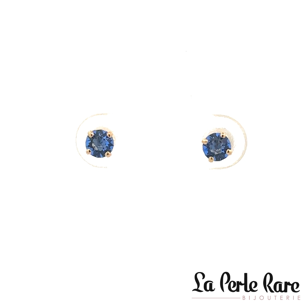 Bo fixes or jaune, zircons bleus foncé - 10123-4-SEPTEMBRE - Exclusivités
