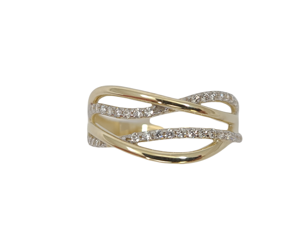 Bague or 2 tons (jaune/blanc), zircons Bague or 2 tons (jaune/blanc), zircons
