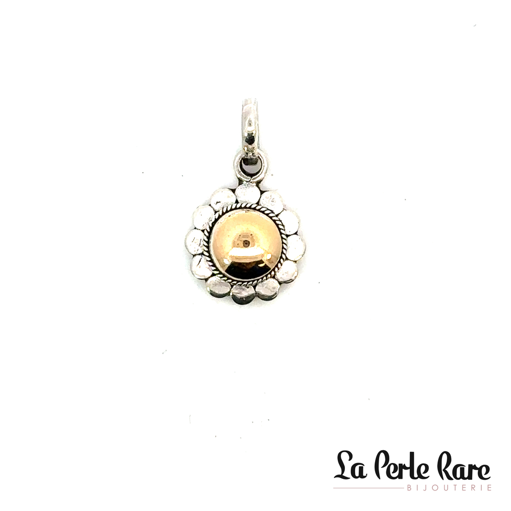 Pendentif fleur, argent, or jaune - PE590 - L'aventurine