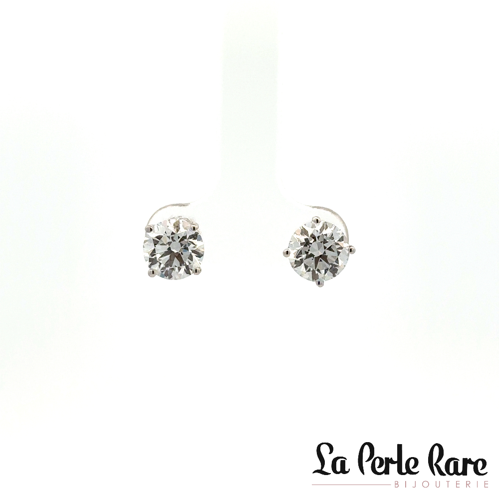 Boucles d'oreilles fixes vissées, or blanc 14 carats, 300 points de diamants de laboratoire total, VS/E-F,certificat - LGE2534-300 - Exclusivités