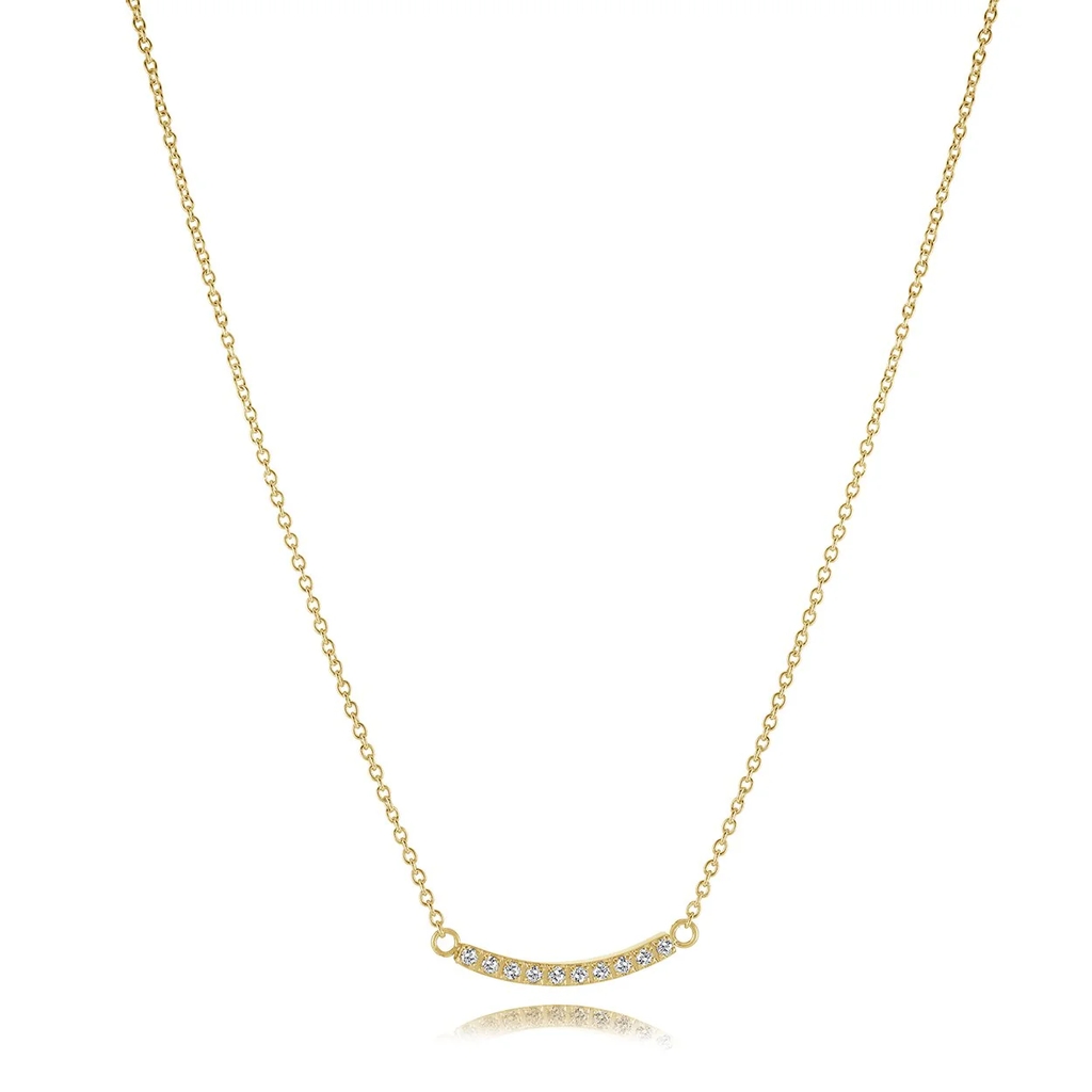 Collier acier inoxydable doré, zircons incolores - SWN93 - Italgem Steel