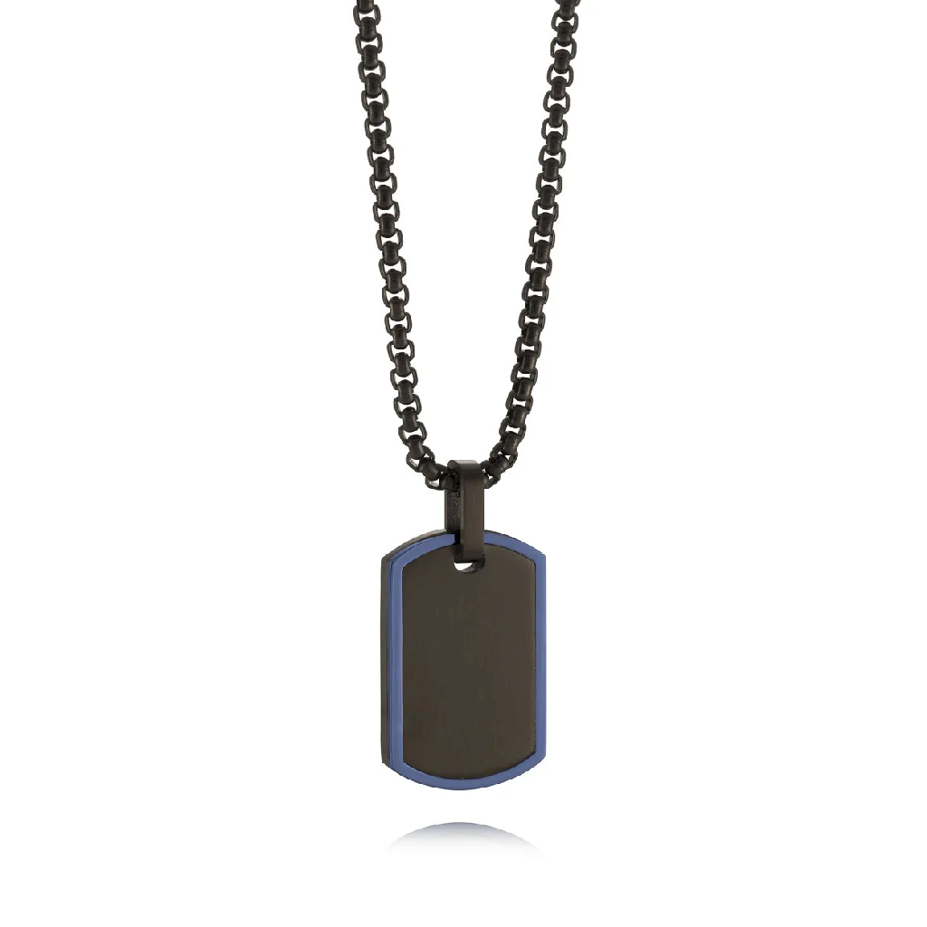 Pendentif acier inoxydable 2 tons (noir/bleu) Pendentif acier inoxydable 2 tons (noir/bleu)
