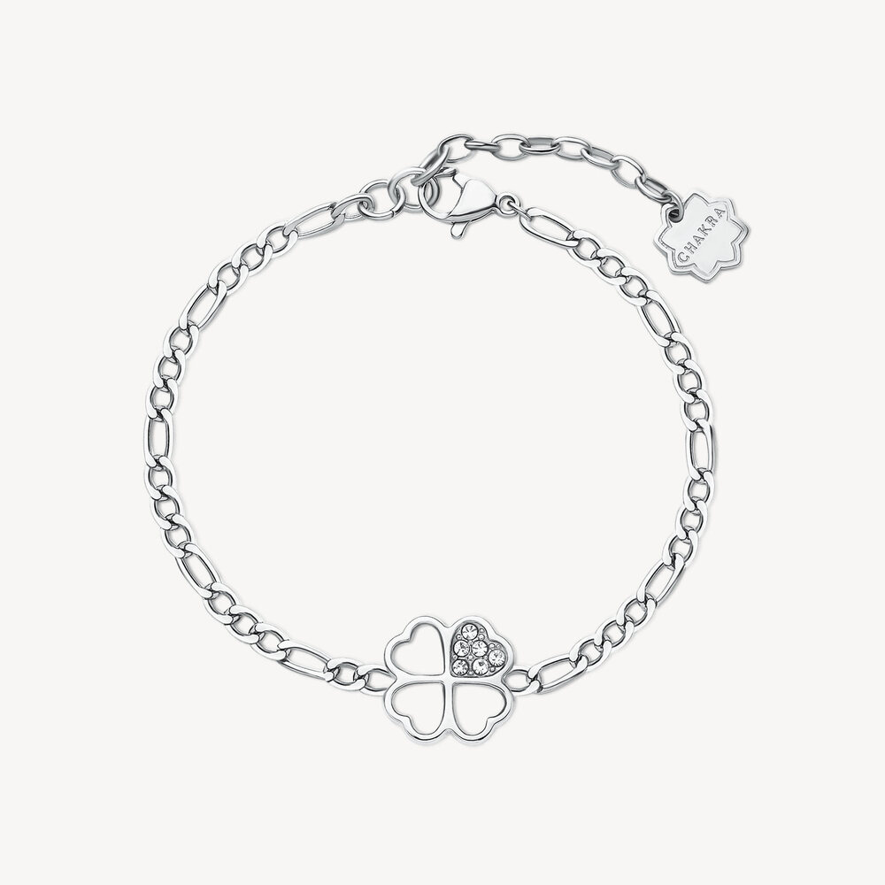 Bracelet porte-bonheur, acier inoxydable, zircons incolores Bracelet porte-bonheur, acier inoxydable, zircons incolores