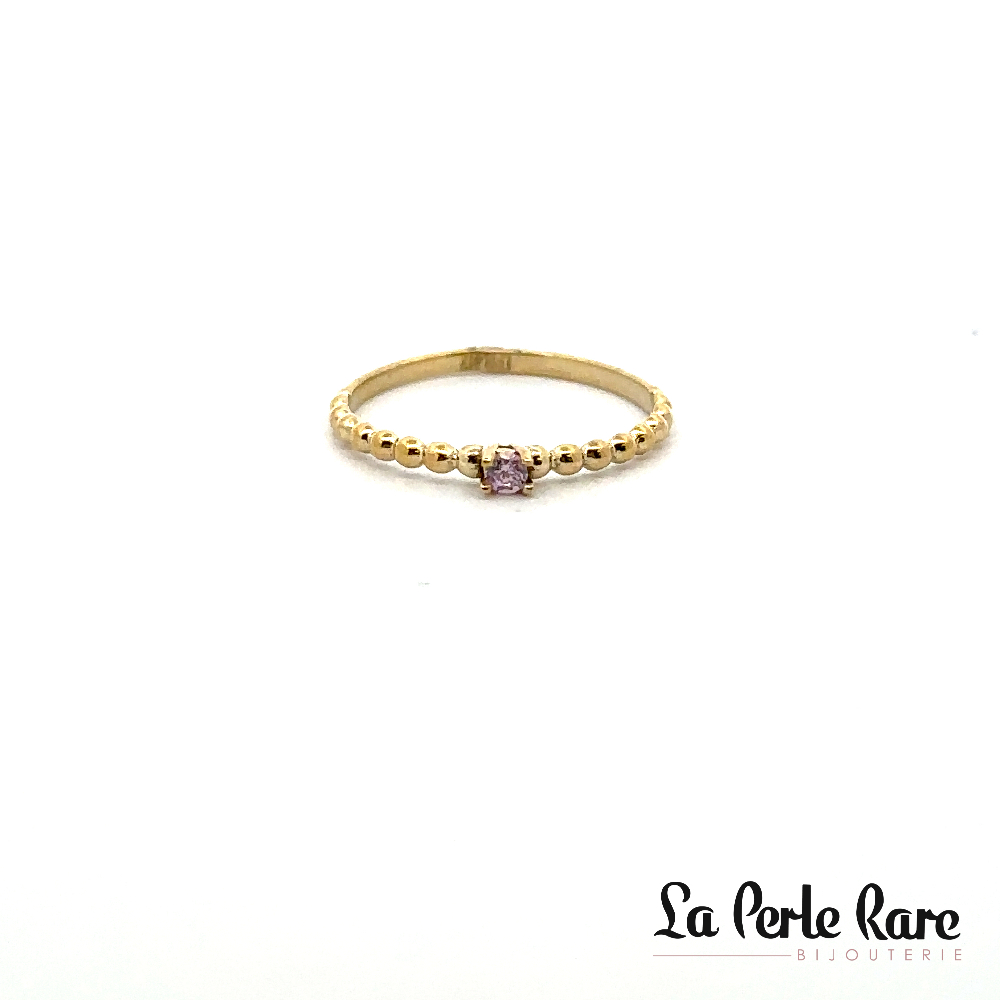 Bague or jaune, zircon rose - RCK-37-ROSE - Exclusivités