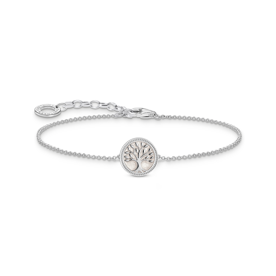 Bracelet arbre de vie, argent, émail blanc