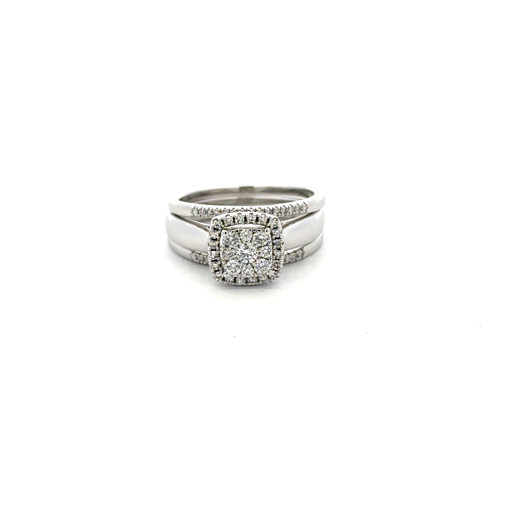 Ensemble d'alliances or blanc 10 carats, 50 points de diamant total - SKR19767-50W - Exclusivités