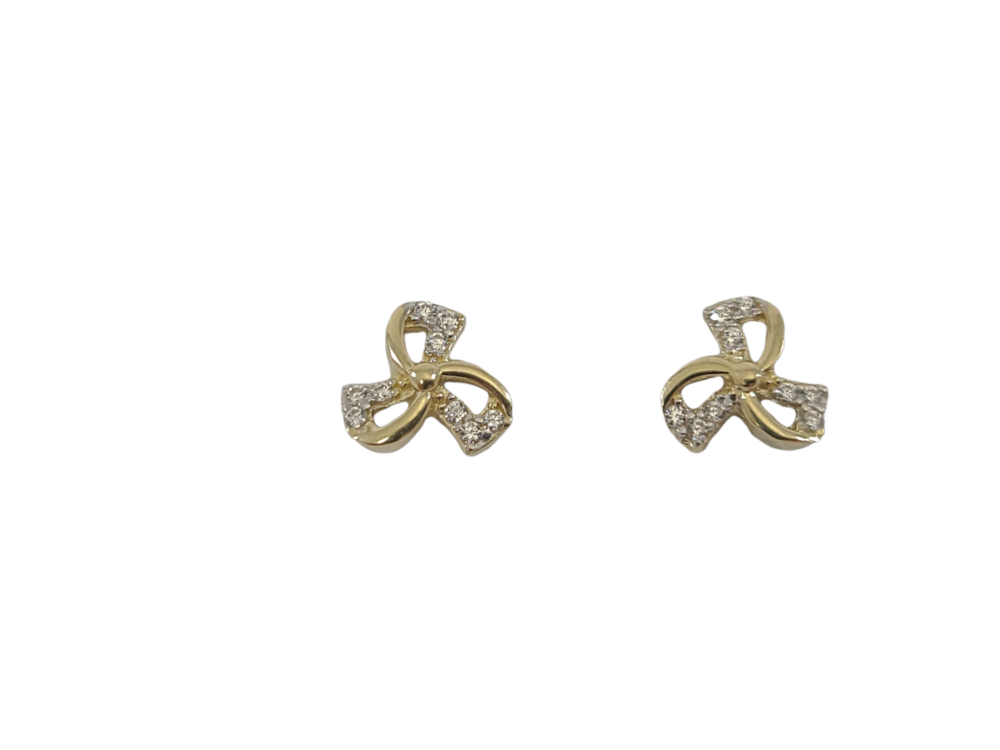 Boucles d'oreilles fixes or jaune 10 carats, zircons incolores - ENM-297-J - Exclusivités