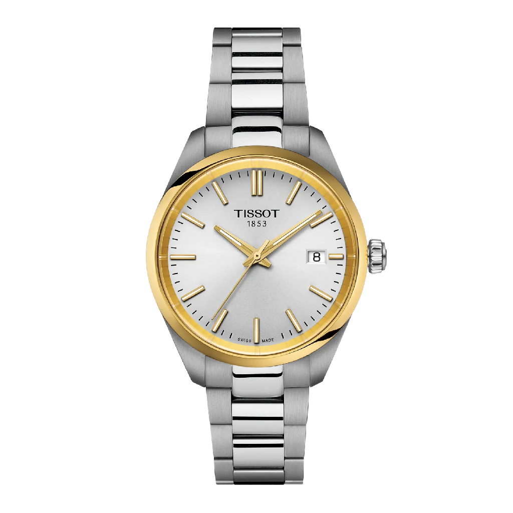 Montre Tissot PR 100 acier inoxydable deux tons blanc et jaune