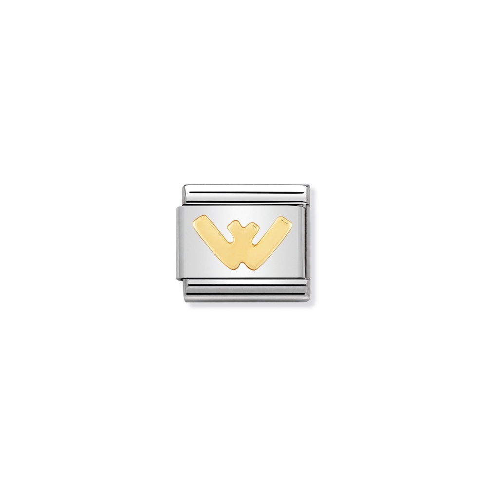 Maille classique lettre W, acier inoxydable, finition or jaune 18 carats - 03010123 - NOMINATION