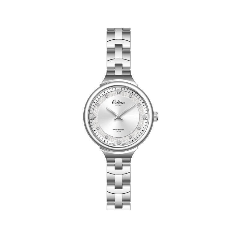 Montre femme acier blanc, carte de chiffre blanc Montre femme acier blanc, carte de chiffre blanc