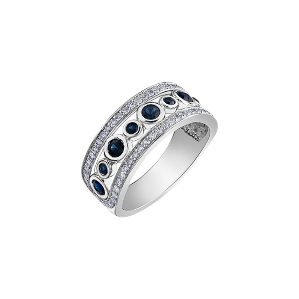 Bague or blanc 14 K saphirs et 43 pts diamants - DD7257 - Corona