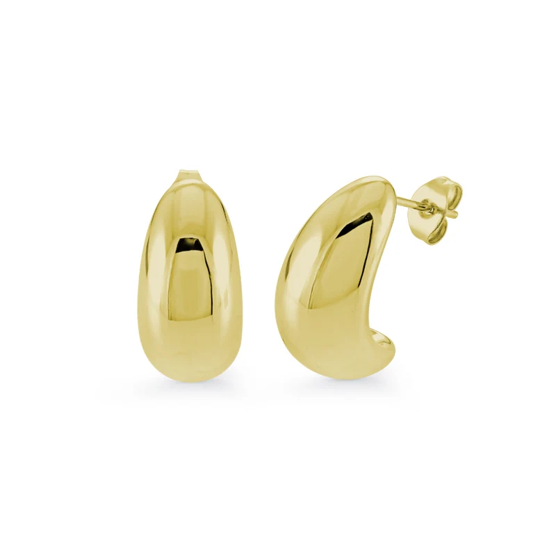 Boucles d'oreilles fixes de forme organique, acier inoxydable doré - SEA425 - Veloria
