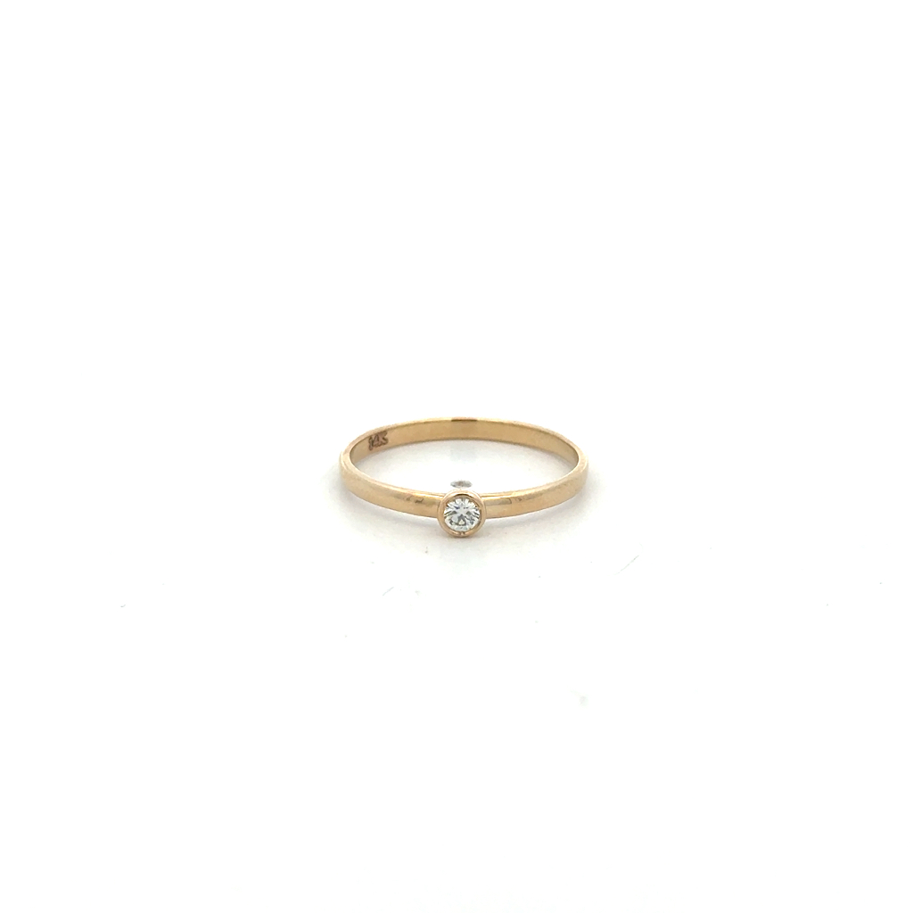 Bague solitaire, or jaune 14 carats, diamant de 7 points, SI/FG