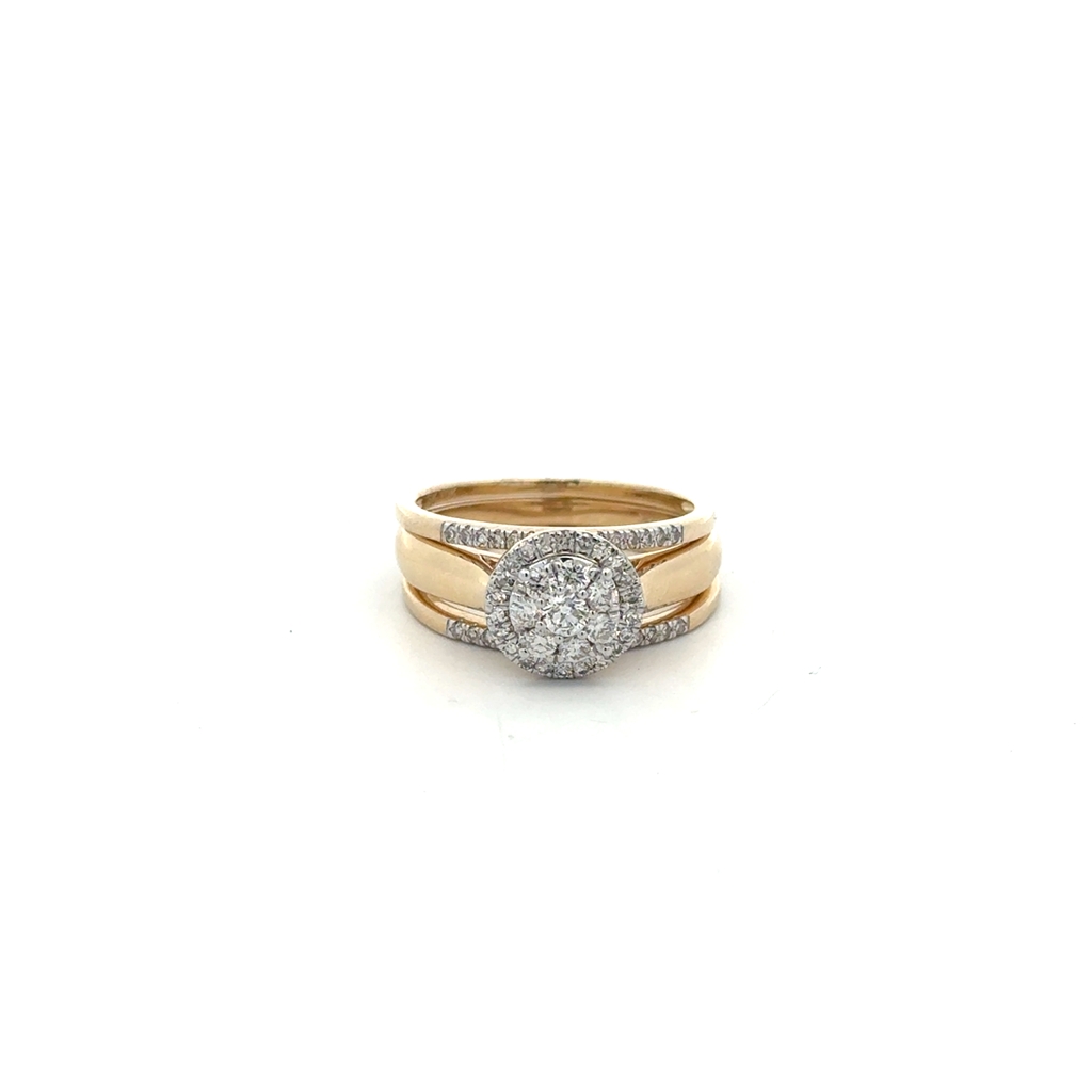 Ensemble d'alliances or jaune 10 carats, 50 points de diamants total
