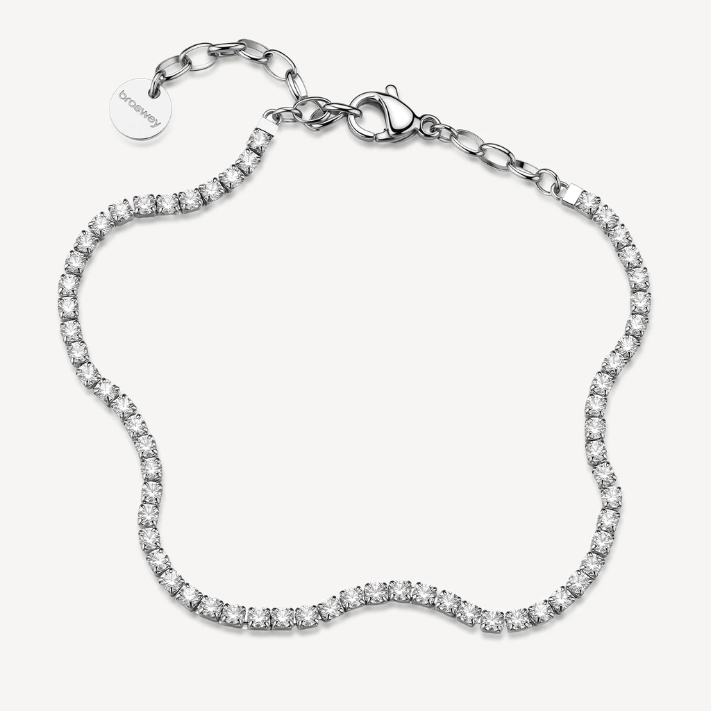 Bracelet tennis Desederi, acier inoxydable, zircons incolores
