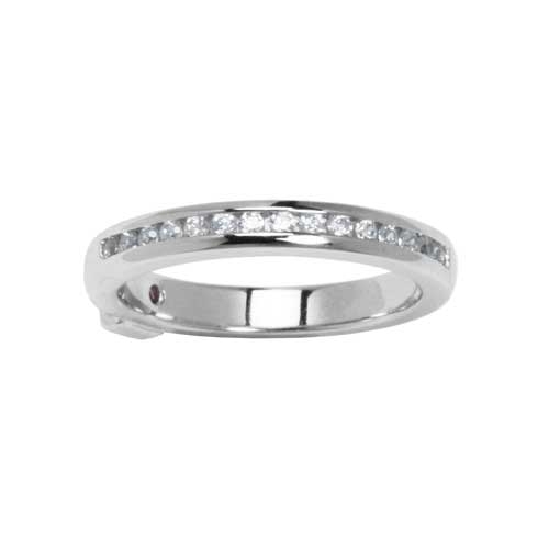 Bague argent sterling rhodié zircon incolore