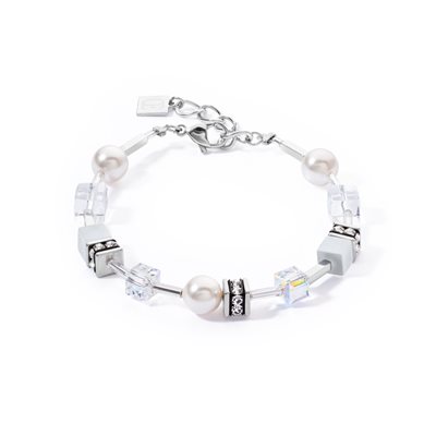 Bracelet acier, perles, cristaux