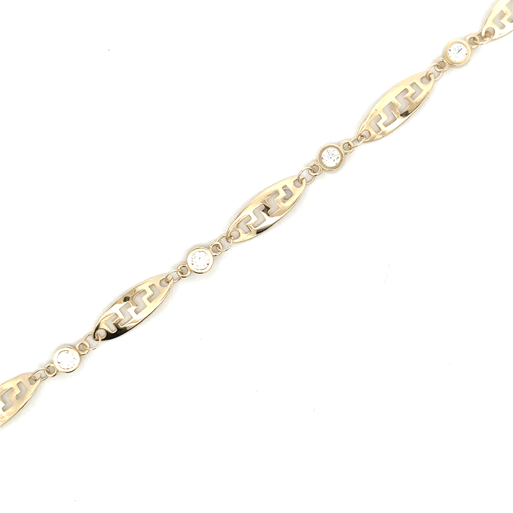 Bracelet de style Versace, or jaune 10 carats, zircons incolores - BDSHP01-3201-J - Exclusivités