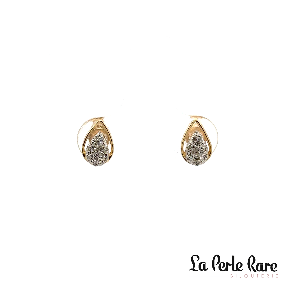 Boucles d'oreilles fixes or jaune 10 carats, 25 points de diamants total - LPR-2560 - Exclusivités