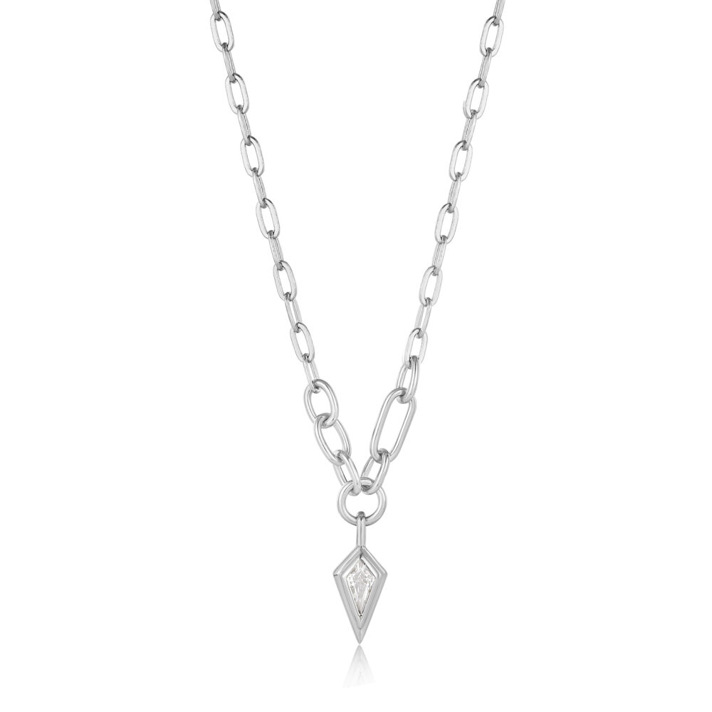 Collier argent rhodié, zircon - N041-02H-W - Ania Haie