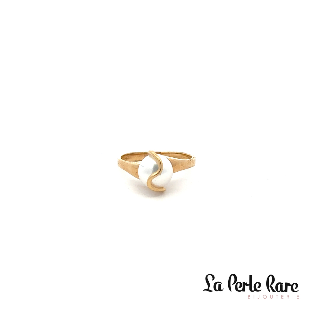 Bague or jaune, perle de culture 7.5-8 mm - FM4-206 - Exclusivités