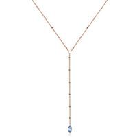 Collier acier rosé verre bleu 15 + 2 po - T0XD910315 - Steelx