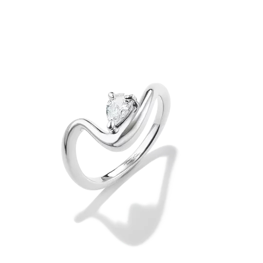 Bague argent, zircon incolore