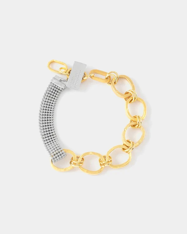 Bracelet étain 2 tons (blanc/jaune)