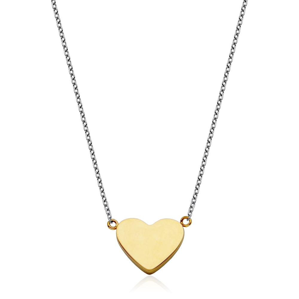 Collier coeur, acier 2 tons (blanc/jaune) - T0XG600115 - Steelx