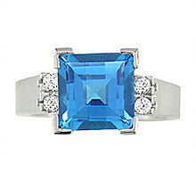 Bague or blanc, topaze blue london, 8 pts dia tot - 692T13BT - Exclusivités