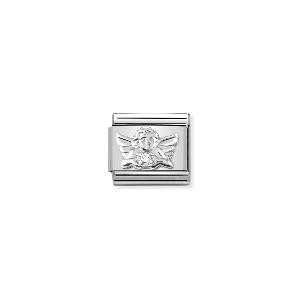 Maille classique ange, acier inoxydable, argent, zircon incolore - 33031115 - NOMINATION