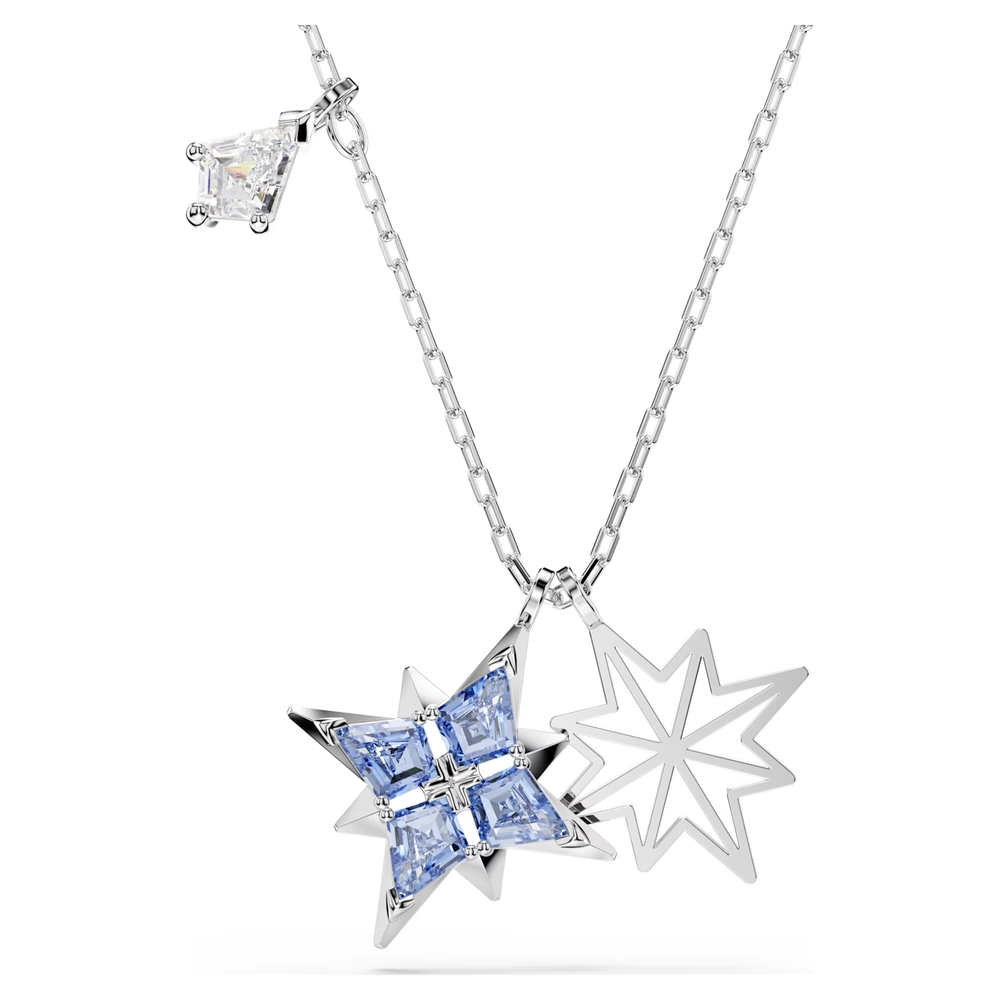 Pendentif étoiles, métal rhodié, cristaux bleus et blancs - 5734252 - Swarovski