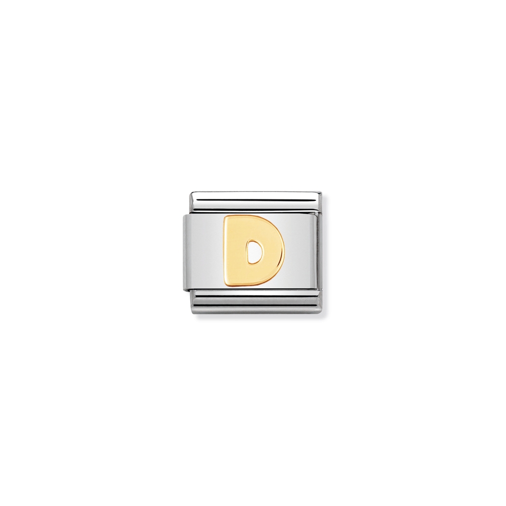 Maille classique lettre D, acier inoxydable, finition or jaune 18 carats - 03010104 - NOMINATION