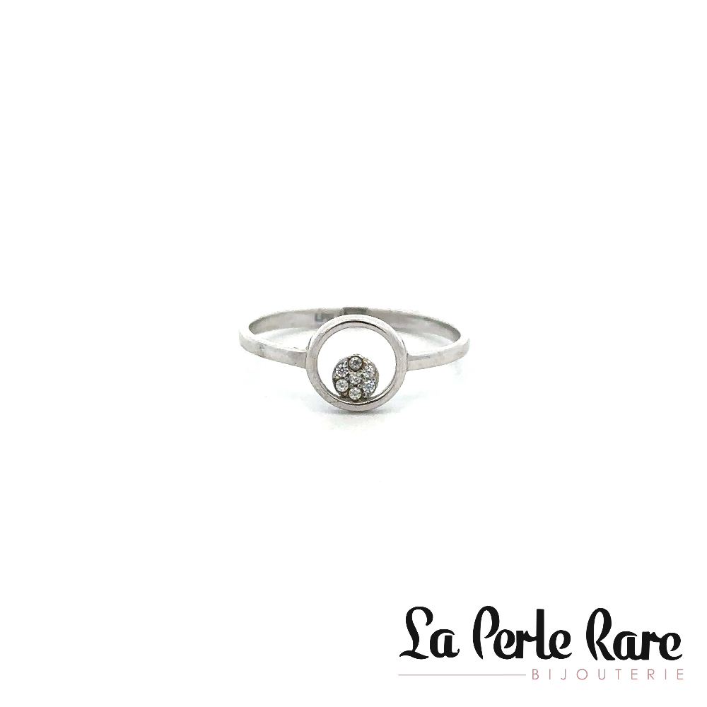 Bague or blanc 10 carats, zircons incolores - MAS-275-B-BG - Exclusivités