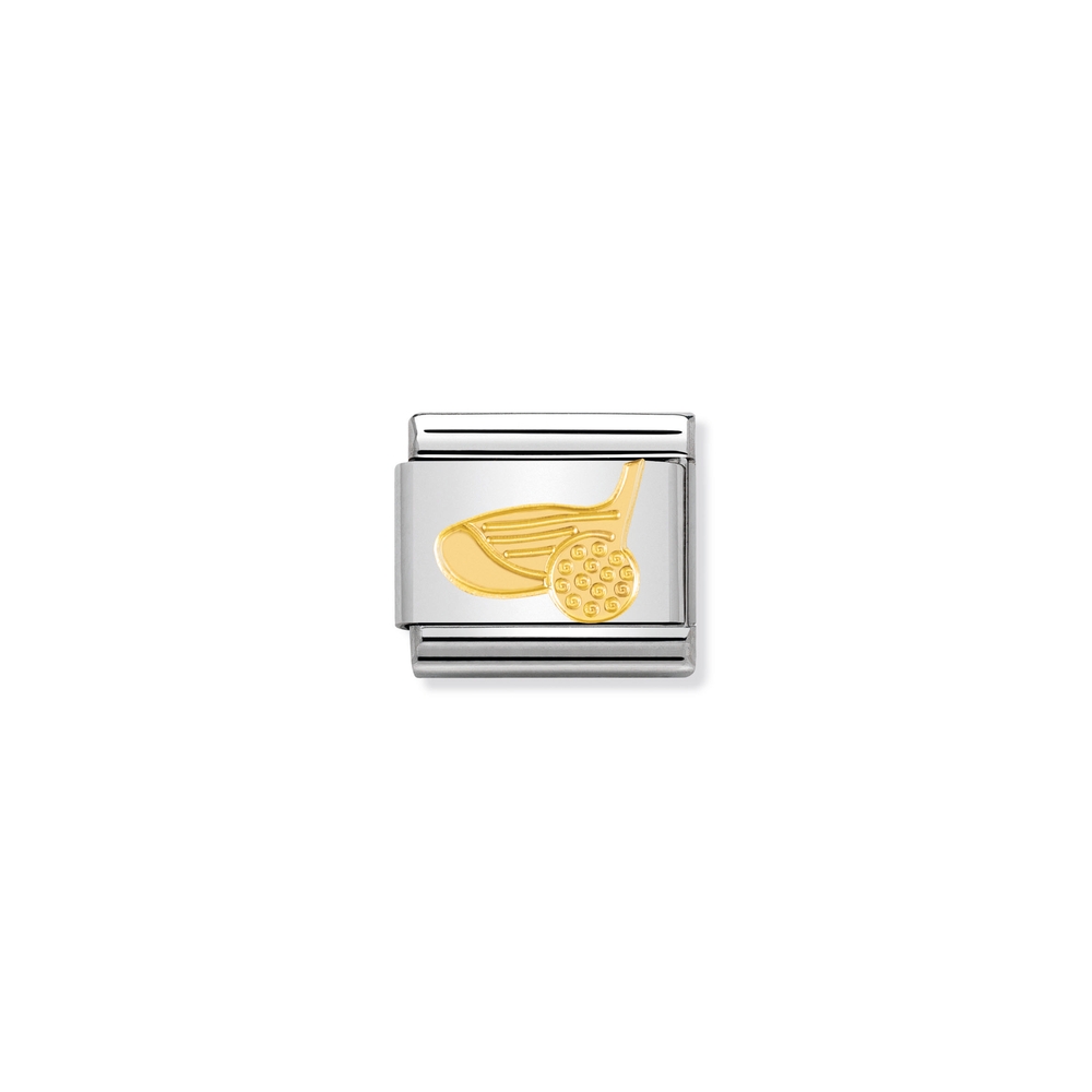 Maille classique balle de golf, acier inoxydable, finition or jaune 18 carats - 03010624 - NOMINATION