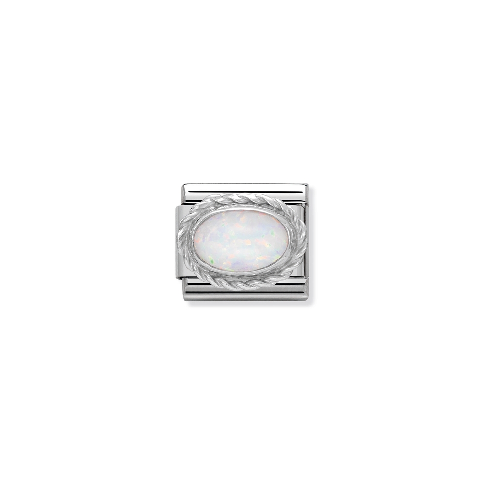 Maille classique pierre octobre, acier inoxydable, argent, opale - 33050307 - NOMINATION