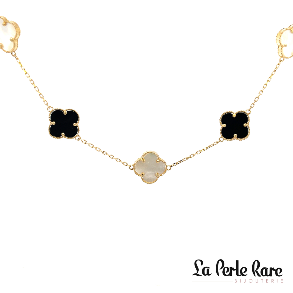 Collier or jaune, onyx, nacre de perle - LPR-1943 - Exclusivités