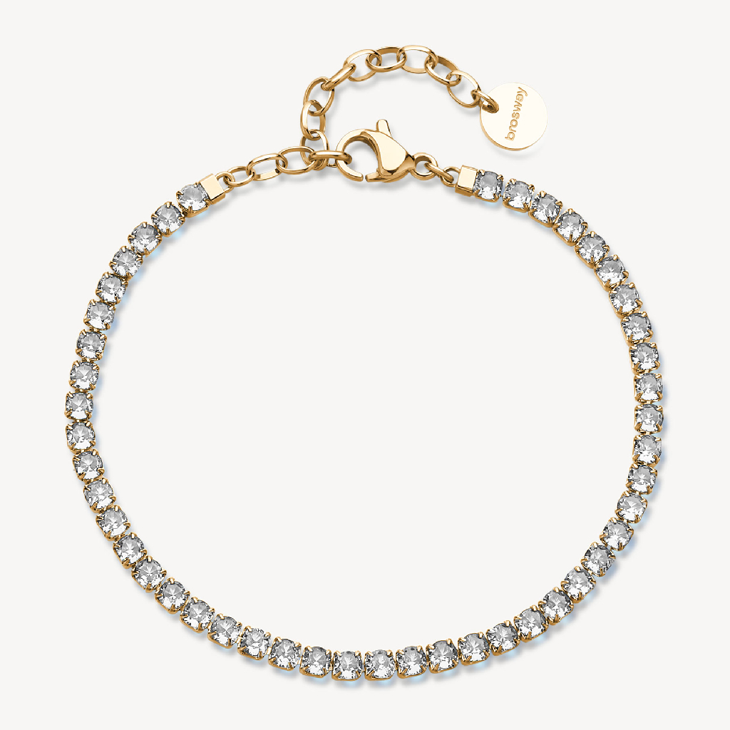 Bracelet in stainless steel with a gold finish with crystals Bracelet in stainless steel with a gold finish with crystals