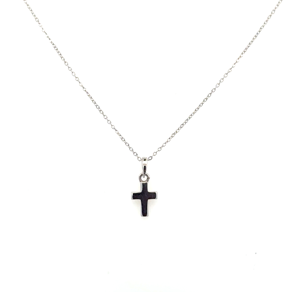 Pendentif croix, or blanc 10 carats - 4056C - Exclusivités