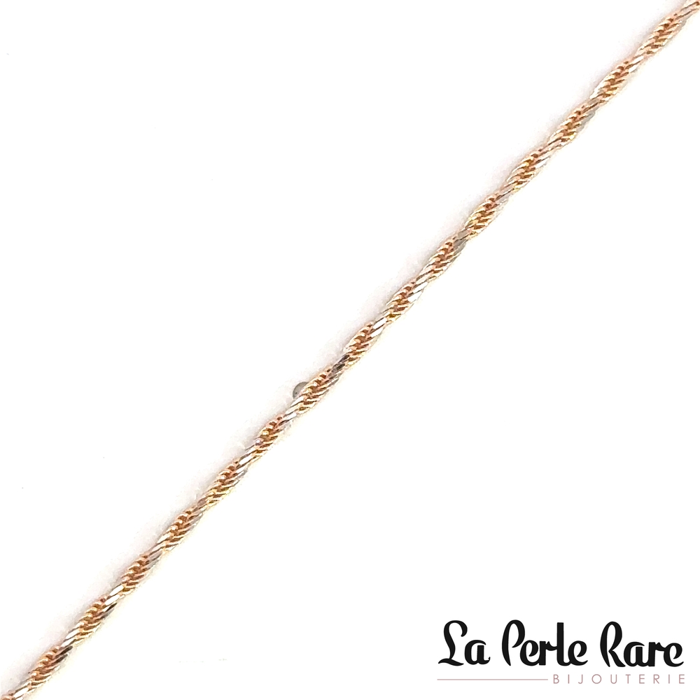 Bracelet torsade, or 2 tons (rose et blanc) 10 carats - LPR-2731 - Exclusivités