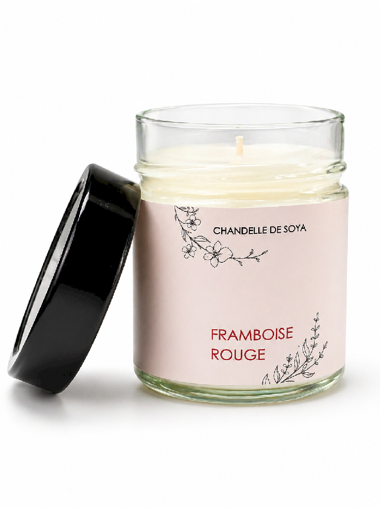 Chandelle de soya framboise rouge avec bijou caché