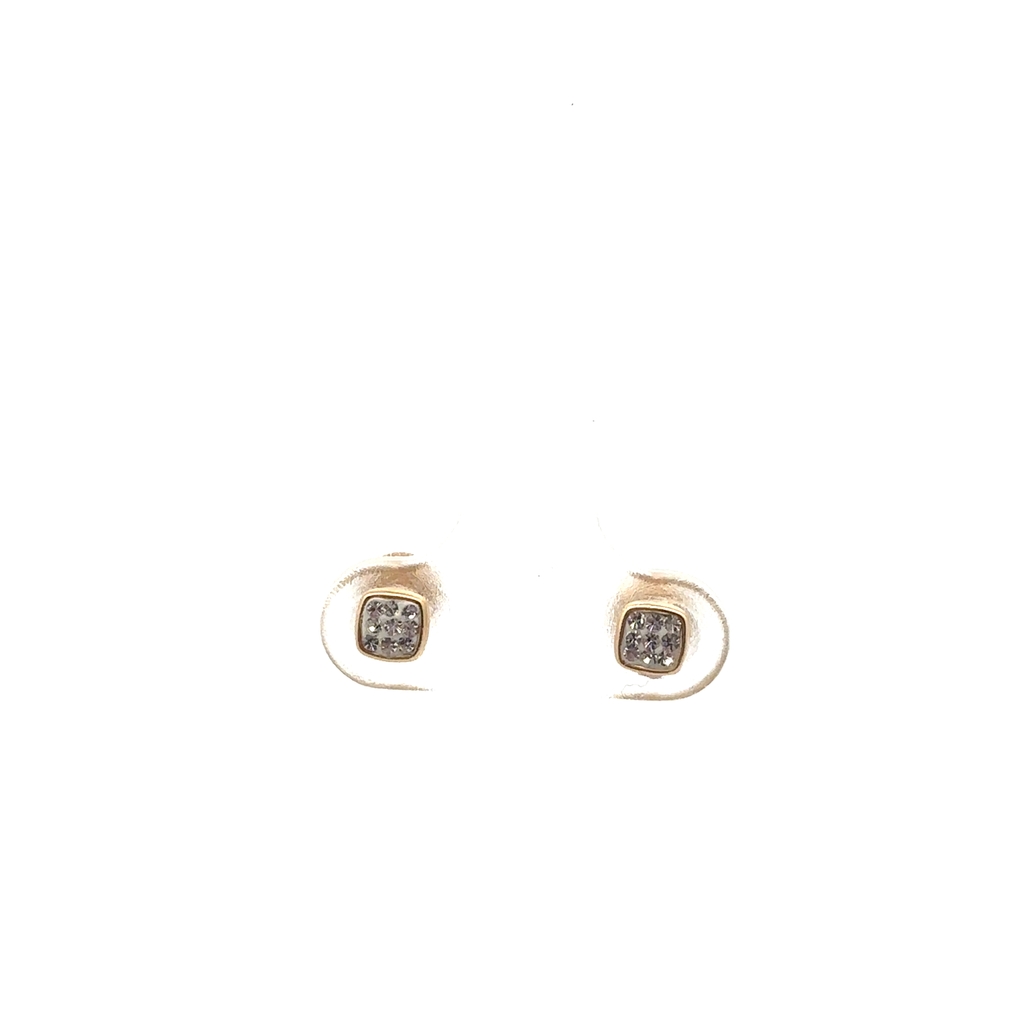 Boucles d'oreilles fixes vissées or jaune 10 carats, zircons blancs - 10592-BLANC - Exclusivités