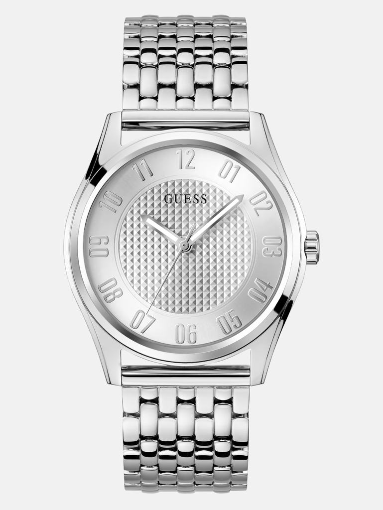 Montre acier inoxydable, fond blanc argenté - GW0895G1 - Guess