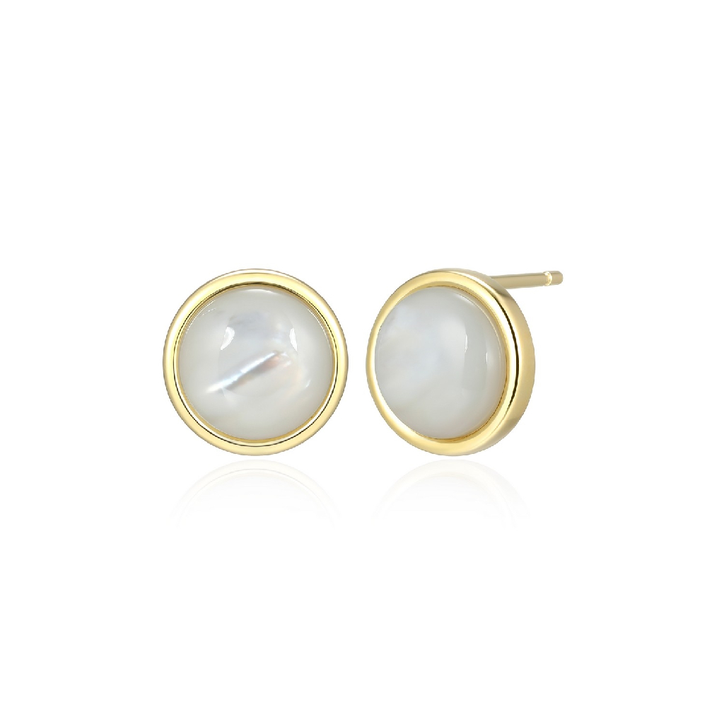 Boucles d'oreilles fixes argent doré, nacre de perle - 32LCV6A958 - Elle