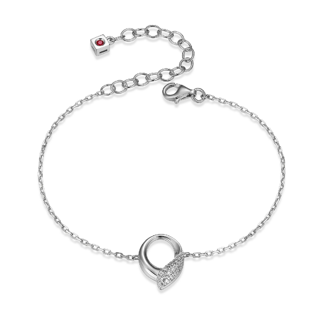 Bracelet argent rhodié, zircons incolores - R1LAQK004Q - Elle