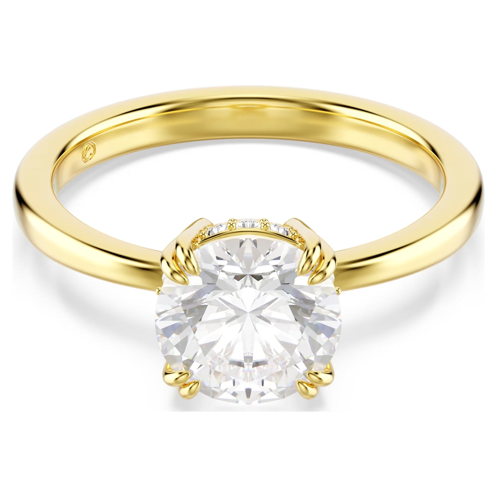 Bague solitaire, métal doré, cristal blanc, grandeur: 55 - 5723331 - Swarovski