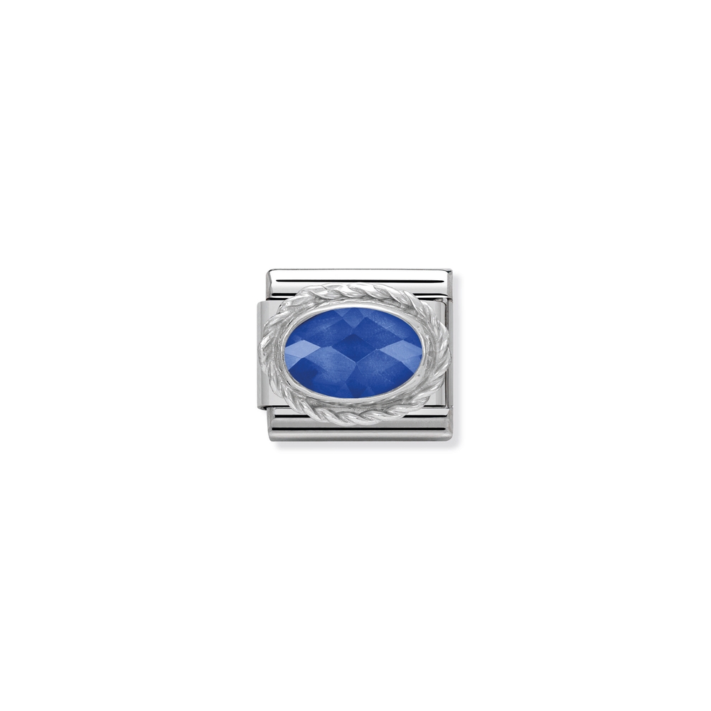 Maille classique acier inoxydable, argent, zircon bleu - 330604007 - NOMINATION