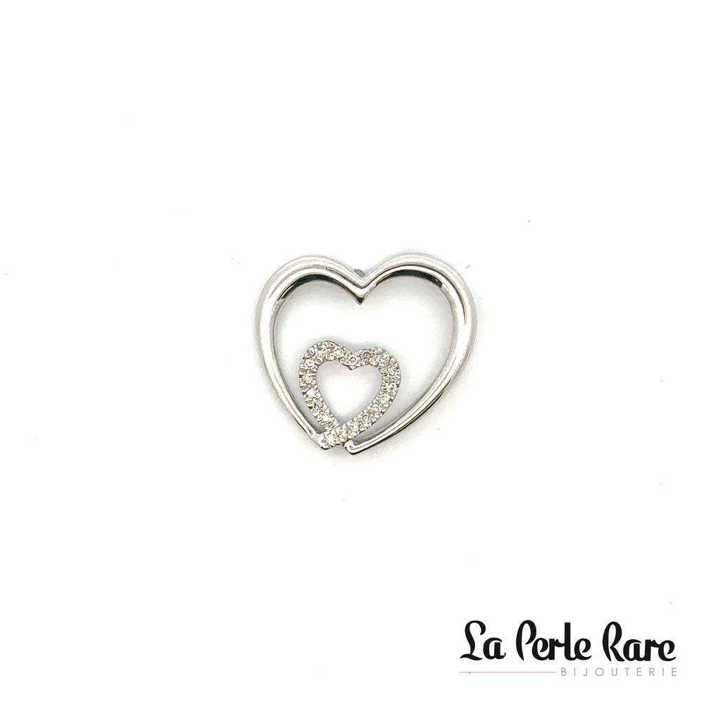 Pendentif coeurs or blanc, 7 pts dia tot - SKP27298-07 - Sk Diamonds