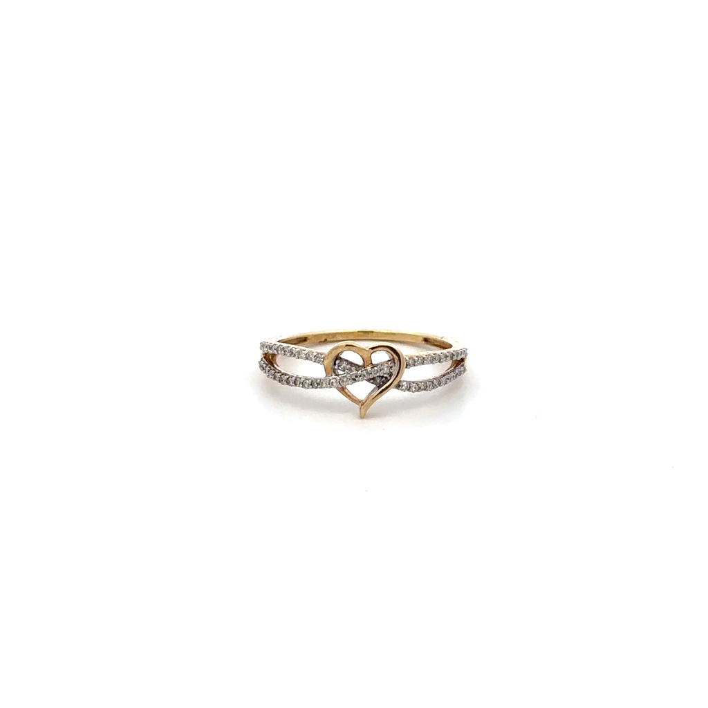 Bague coeur, or jaune 10 carats, 15 points de diamant total - SKR41677-15 - Exclusivités