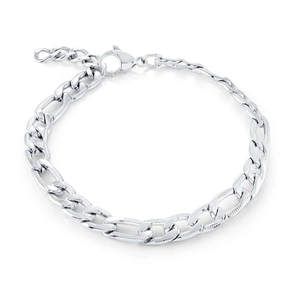 Bracelet figaro, acier inoxydable, 7 millimètres